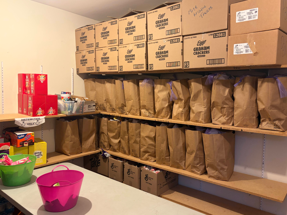 Supplies at a partner agency pantry, seen during a forum visit